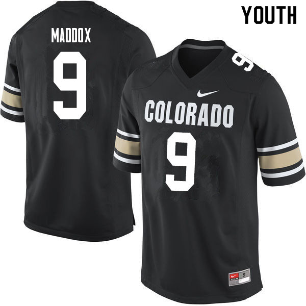 Youth #9 Aaron Maddox Colorado Buffaloes College Football Jerseys Sale-Home Black - Click Image to Close